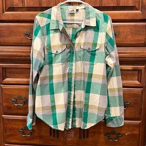 KAVU Billie Jean Women’s Button Up with Corduroy Accents Size L Large